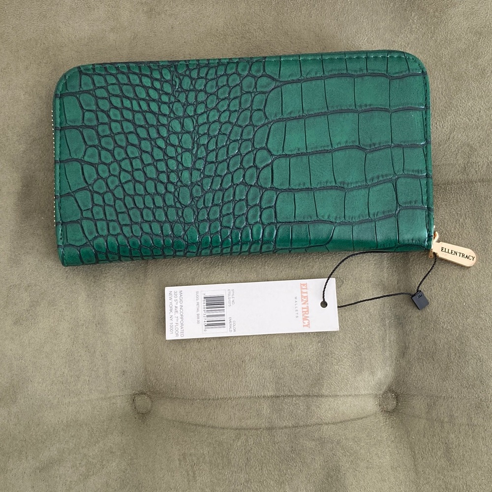 Ellen Tracy Emerald Croc-Embossed Wallet - Picture 2 of 4